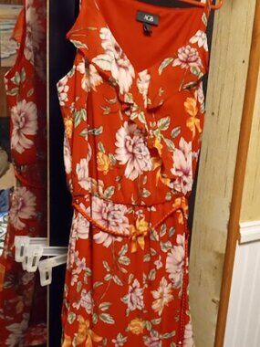 AGB long peek a boo dress w/braided rope belt large